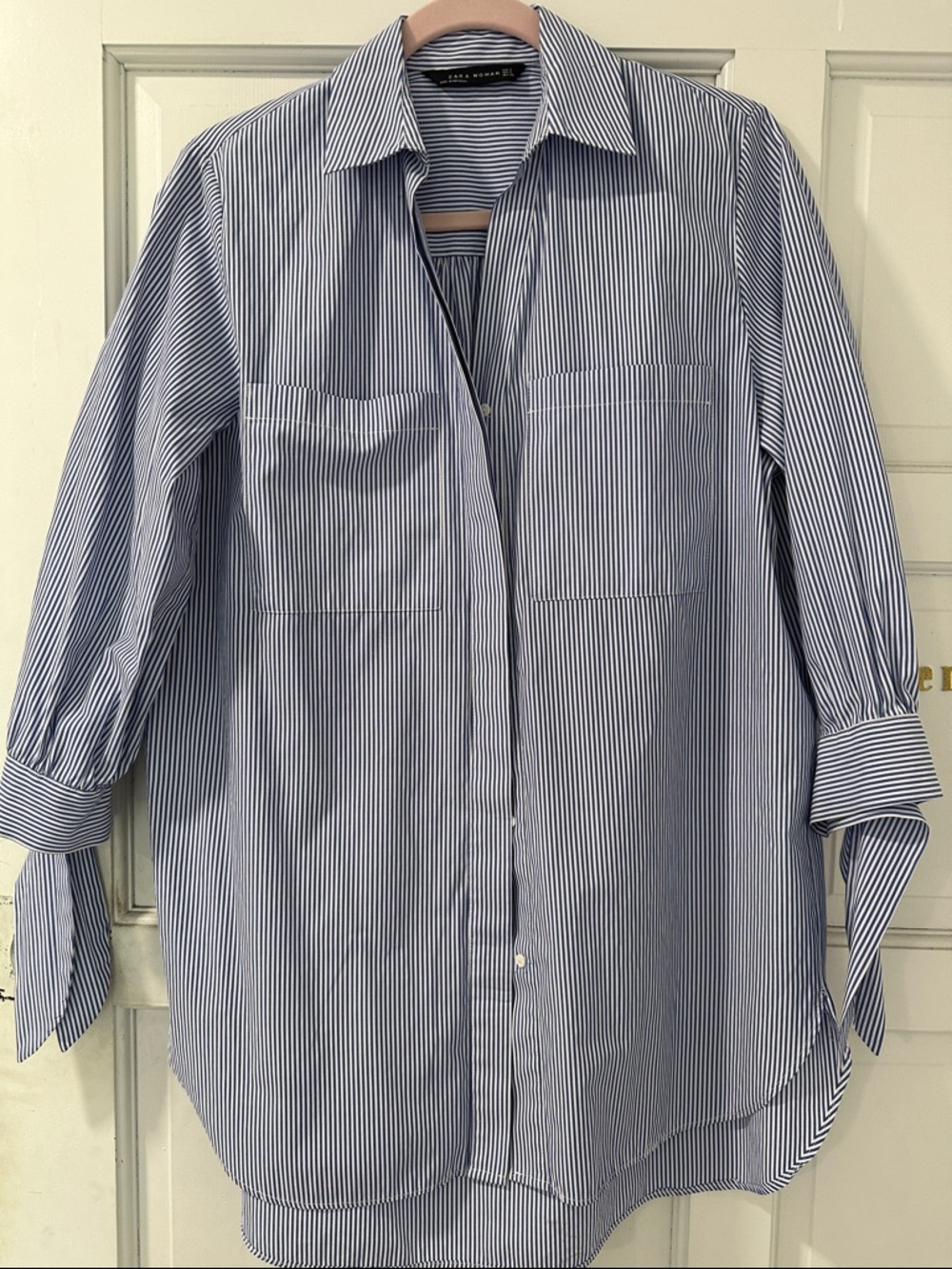 Zara Blue & White Striped Button-Down Shirt